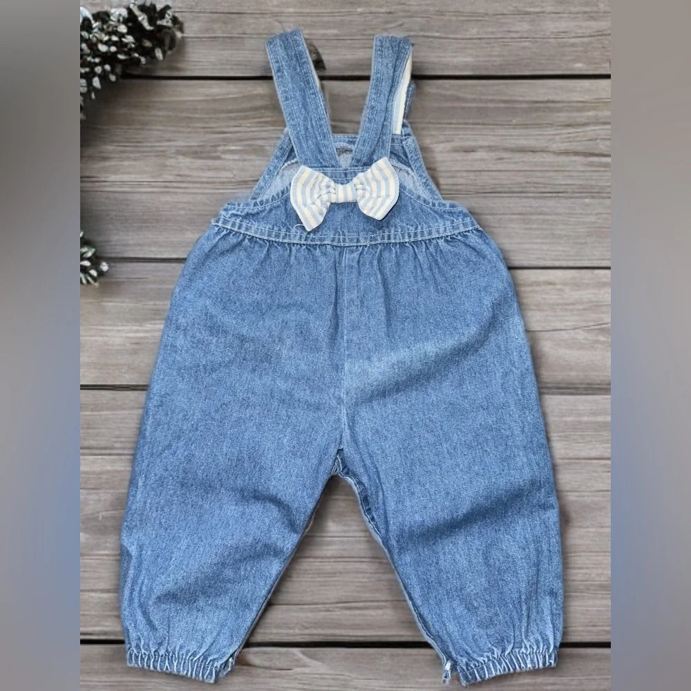 Oshkosh B’Gosh Vintage Denim Overalls with Bow Size 12m